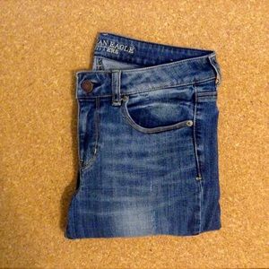 Skinny stretch jeans, medium wash, short