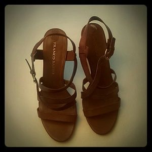 Franco Sarto brown leather strapy sandals