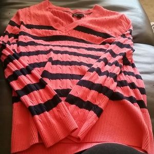 Pink dark blue cardigan sweater