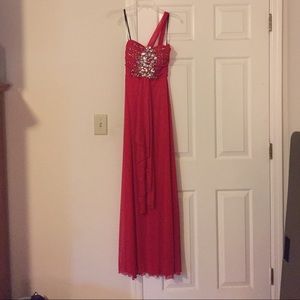 Red One Shoulder Evening Gown