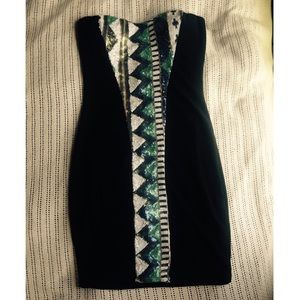 Black Strapless Sequin Clubbing Dress