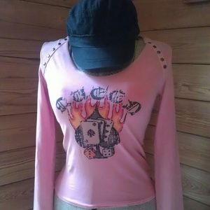 Gifted to Heather - Pink Stretch DUCED LS Top