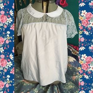 Powder blue Peter Pan collared top