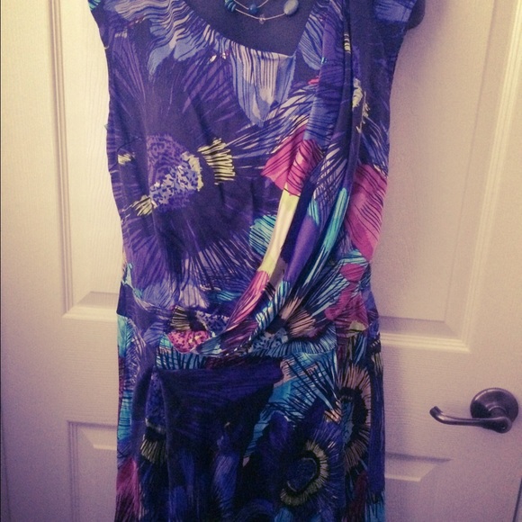 Asymmetrical drape front cocktail dress