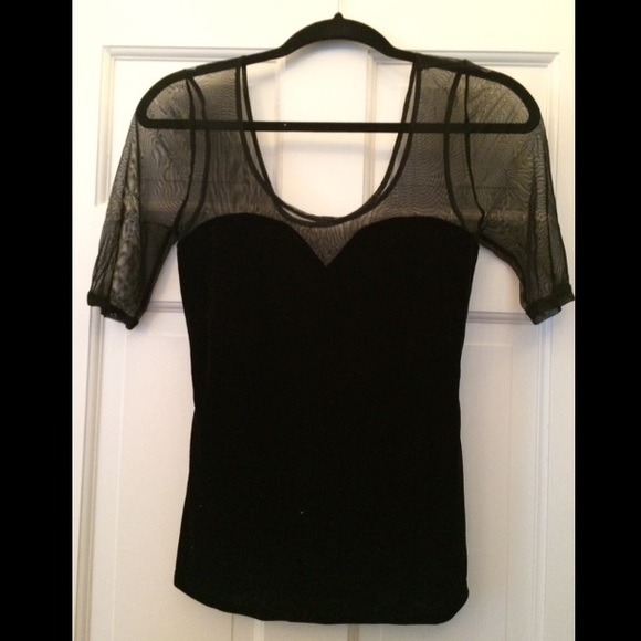 Urban outfitters suede top sheer shoulders