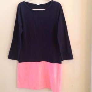 J. Crew Pink and Navy Dress