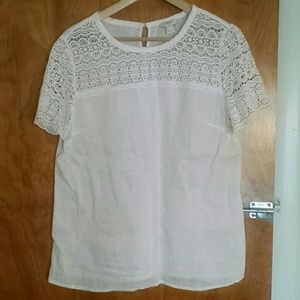 J.Crew linen -lace summer tee