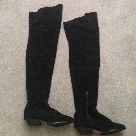 Thigh high suede boots