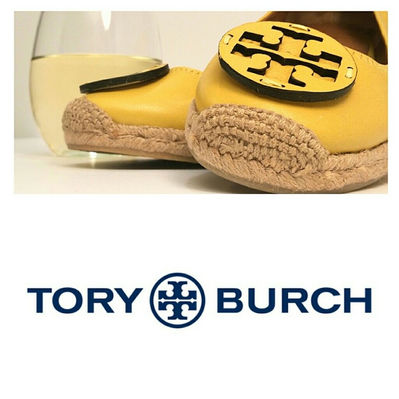Tory Burch Leather "Reva" Espadrille: Yellow