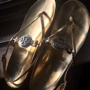 Tory Burch Gold Strappy Sandals(GREAT DEAL)
