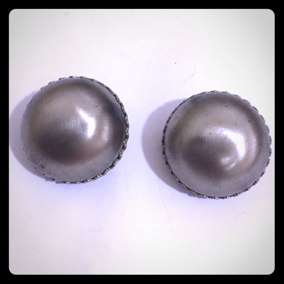 Vintage Silver Ball Clip Earrings