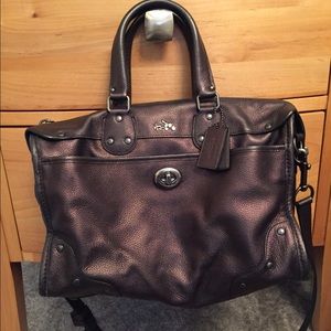 Coach Rhyder Metallic Leather Satchel QB/Bronze