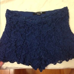 blue lace shorts