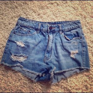 High-waisted denim shorts