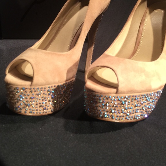 HOST PIC🎉🎉🎉💕Suede Swarovski peep toe platform - Picture 2 of 4