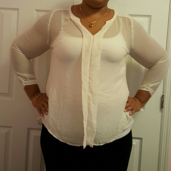 lane bryant sheer pleated hi low top