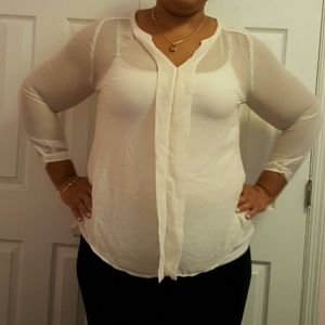 lane bryant sheer pleated hi low top