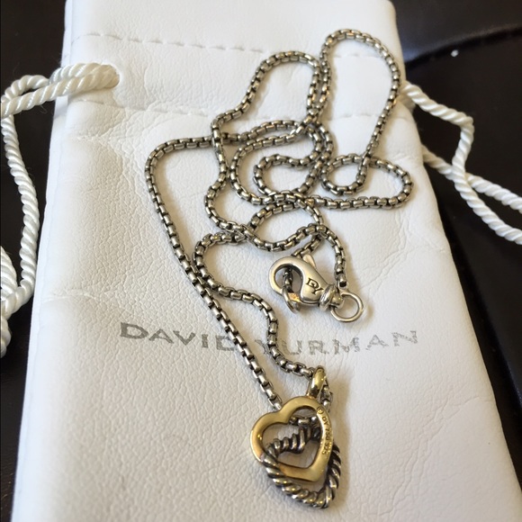 Authentic David Yurman Gold & SS Heart Necklace