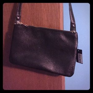 Black Three Zipper Crossbody or Shoulder Purse