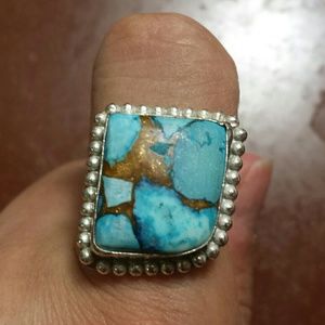Sterling silver turquoise ring geometric shape