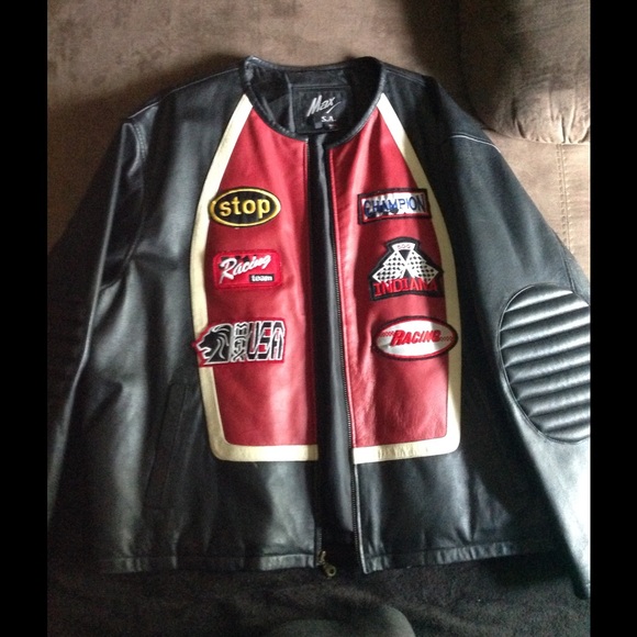 Mens Black Leather Motorcycle Jacket - Picture 2 of 3