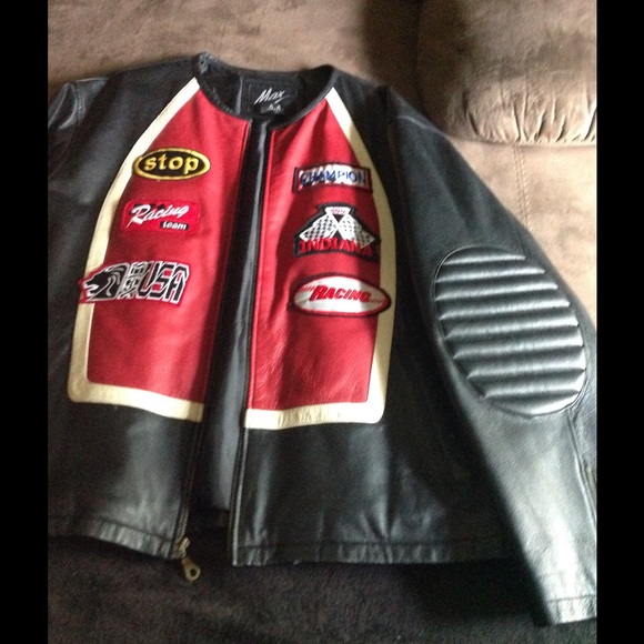 Mens Black Leather Motorcycle Jacket - Picture 3 of 3