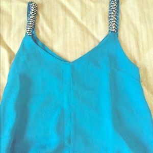 Aqua blue flowy tank