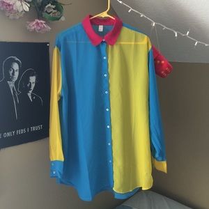 Color Block Oversized Button-Up