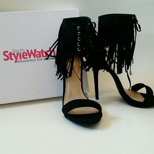 Black Fringe Pumps ( Sosha )