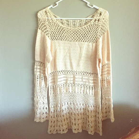 15% OFF- PRICE REDUCED! White crochet blouse long