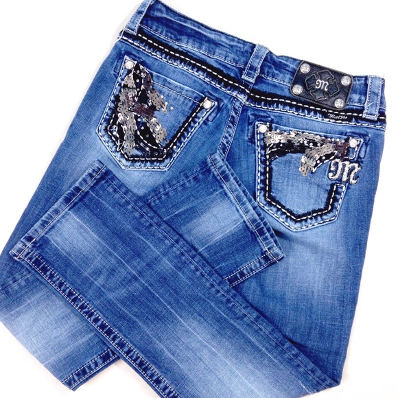 Miss Me Denim - Miss Me JE5456P Asymmetrical Sequin Design Short