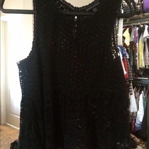 NWOT black lace peplum tank