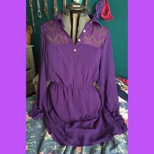Purple long sleeve high-low dress
