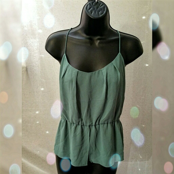 Sea green teal racer back peplum blouse