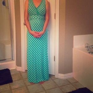 Women's aqua sleeveless maxi dress by Gilli sz sm