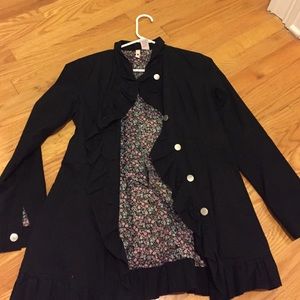 Black ruffled spring/fall coat - M