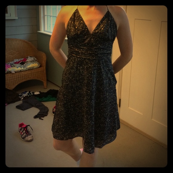 Black Silk Speckled Cocktail Dress