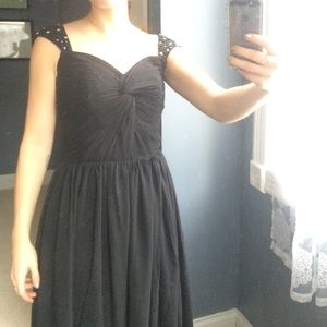 Black Evening gown with cap sleeve details