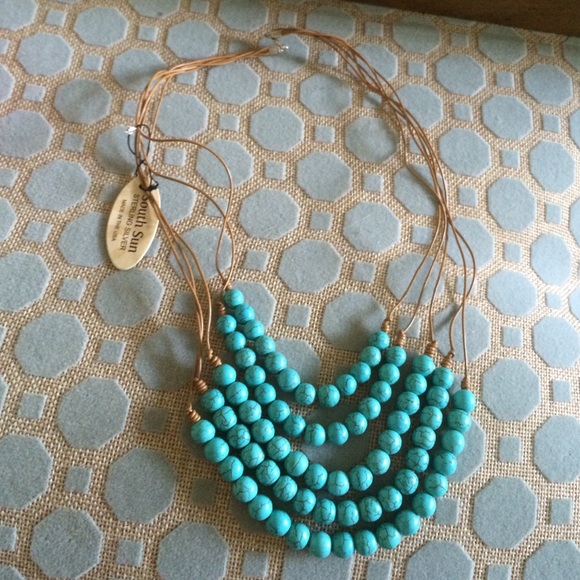 Brown & turquoise beaded necklace