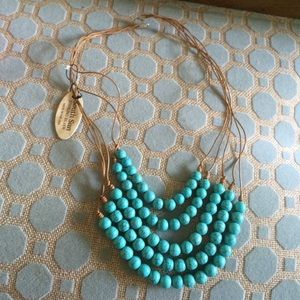 Brown & turquoise beaded necklace