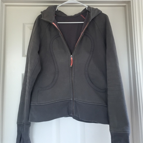 LULULEMON Scuba Hoodie II- gray with coral accents