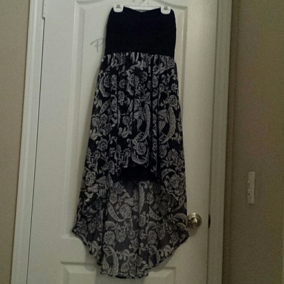 High low strapless dress