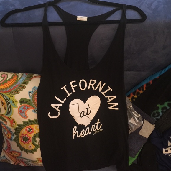 California at heart racerback tank tried on