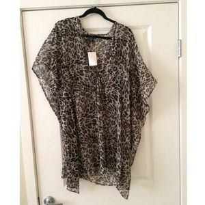 Chiffon cheetah print cover up