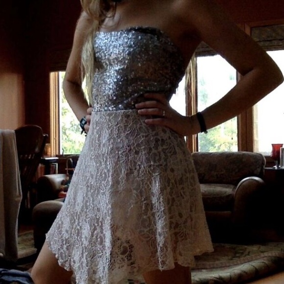 Gorgeous sequin & lace sweetheart NYE dress worn1x - Picture 4 of 4