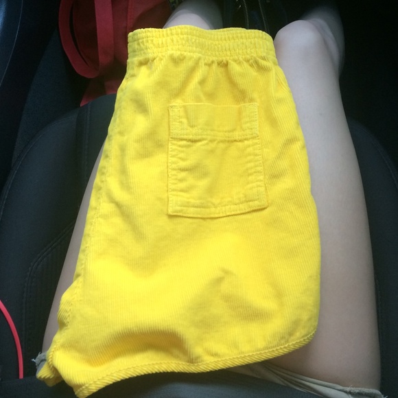 Yellow corduroy high waisted shorts