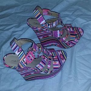 Multi Colored Wedge Heels