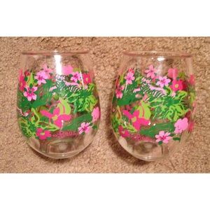 Set of Lilly Pulitzer Stemless Wine Glasses