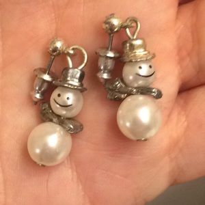 Vintage Pearl Snowmen Earring Studs