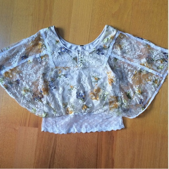 Free people Lace top - like new - floral - Picture 4 of 4